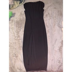 Ripped Extreme Split Cap Sleeve Midi Dress